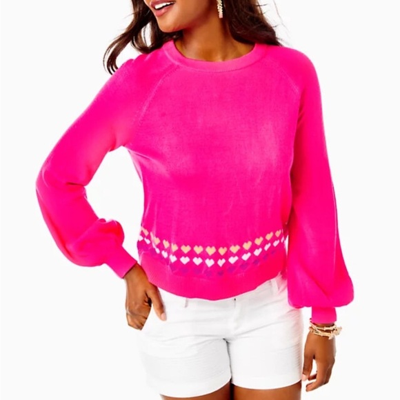 Lilly Pulitzer Pink Heart Alyona Sweater​​ - Picture 3 of 4